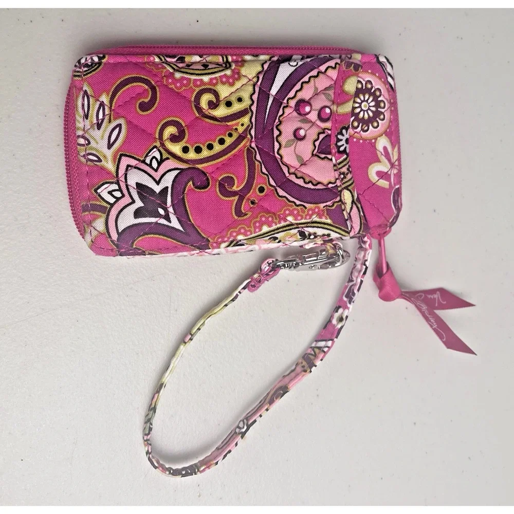 Vera Bradley Pink Wallet Very Berry Paisley All In One Wristlet ID Retired NWOT - Picture 3 of 12